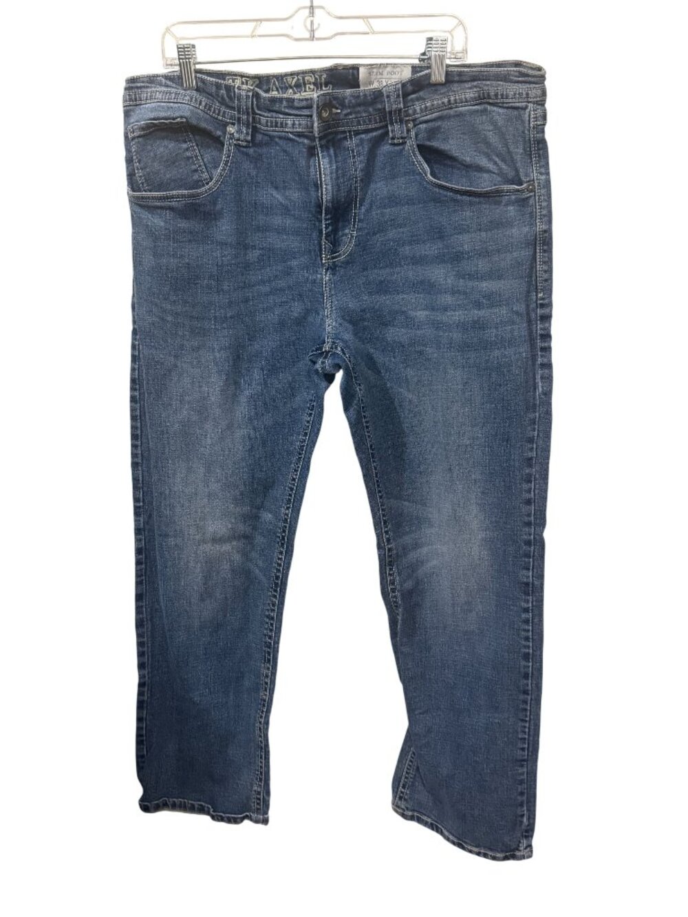 TK Axel Slim Boot Jeans W38 L32 Distressed Medium Wash Denim Mens